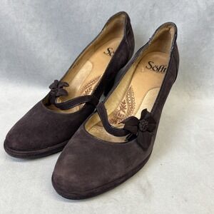 Sofft High Heels Women's Size 8M Classic Pump Shoes Purple Leather Slip On Strap